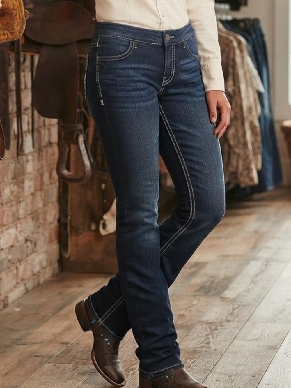 Wrangler Q-Baby Dark Wash No-Gap Waistband Denim Jeans